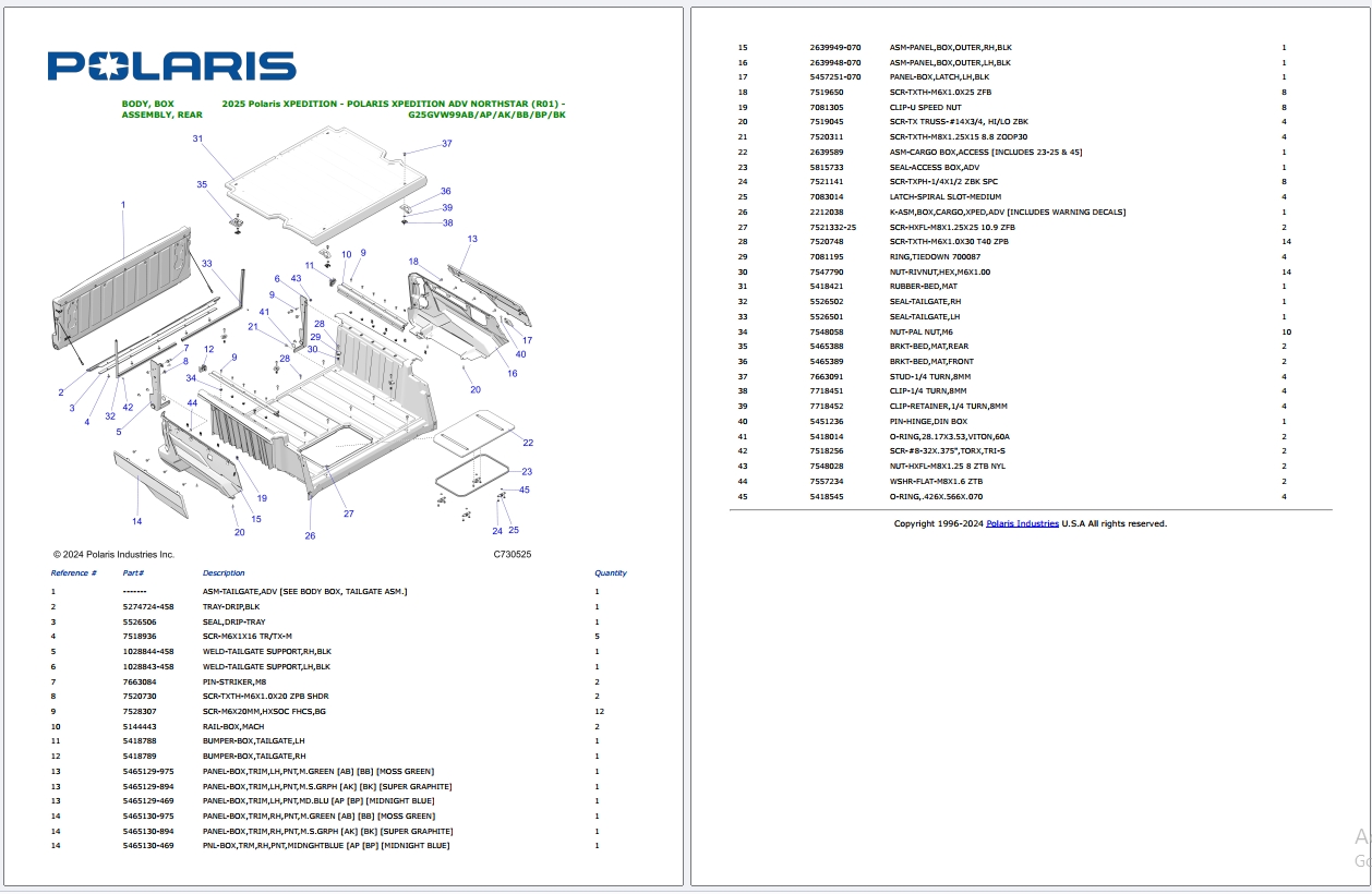 Polaris XPEDITION Full Models Updated 2024 Part Manual PDF 1