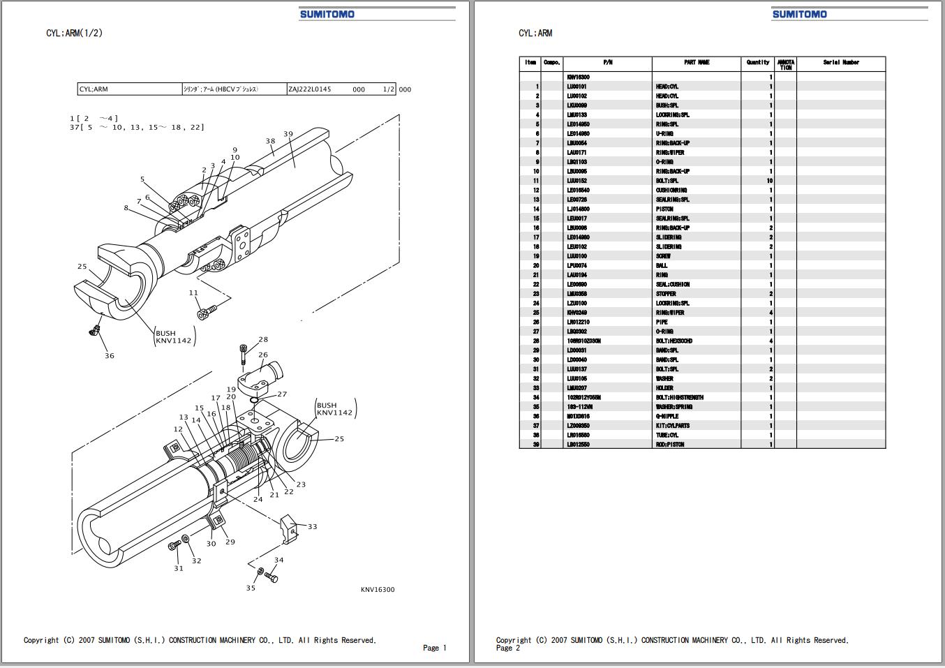Sumitomo Excavator SH130 5 BH Spare Parts Catalog 1