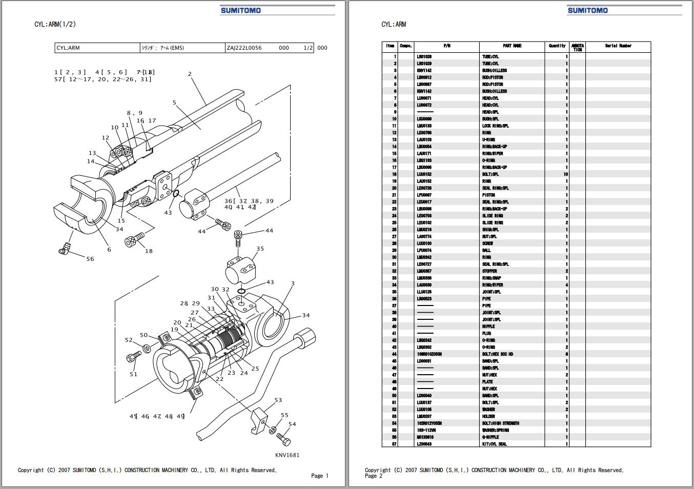 Sumitomo Excavator SH135X 3B BB Spare Parts Catalog 1