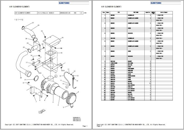 Sumitomo Excavator SH210 5 Spare Parts Catalog 1