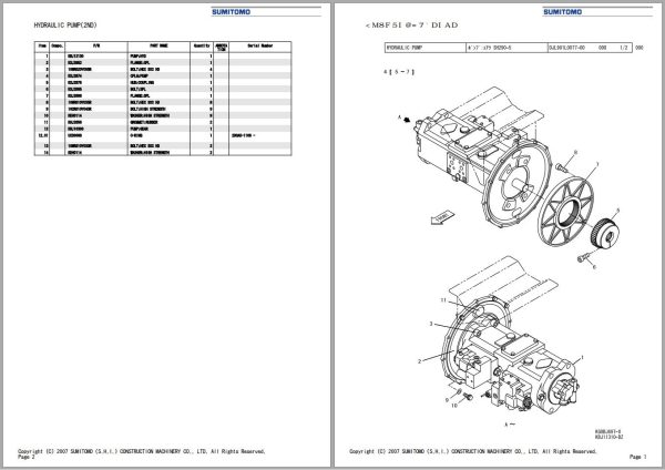 Sumitomo Excavator SH300 5 Spare Parts Catalog 2