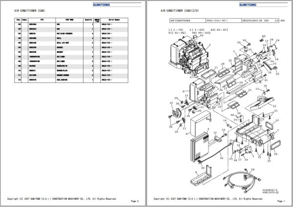 Sumitomo Excavator SH330LC 5 Spare Parts Catalog 1
