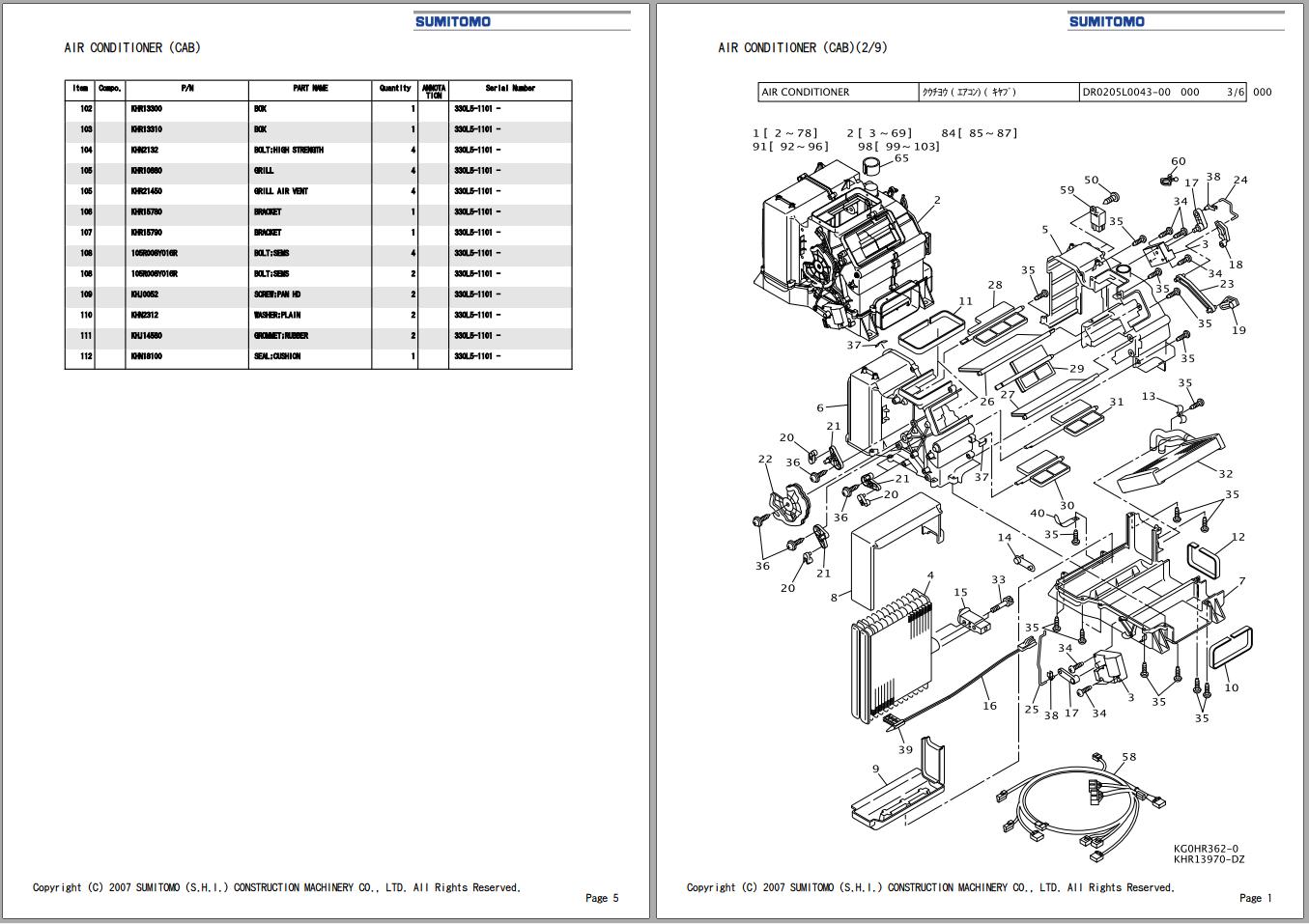 Sumitomo Excavator SH330LC 5 Spare Parts Catalog 1