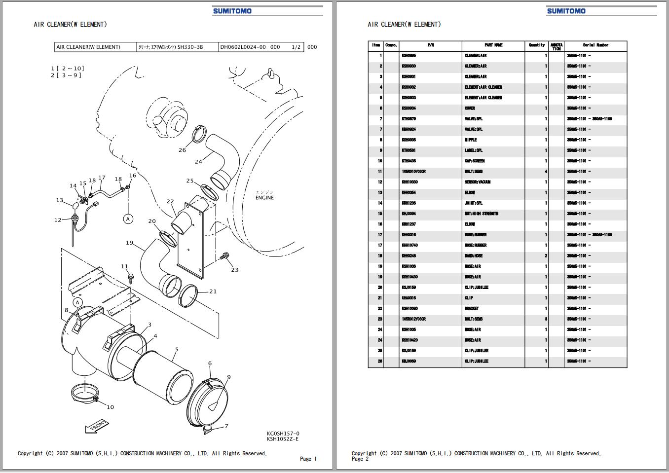 Sumitomo Excavator SH350HD 5 Spare Parts Catalog 1
