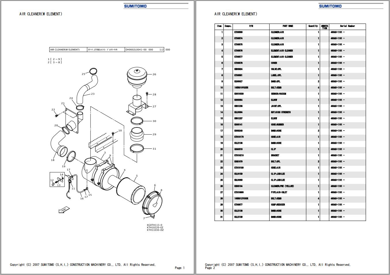 Sumitomo Excavator SH460HD 5 Spare Parts Catalog 1