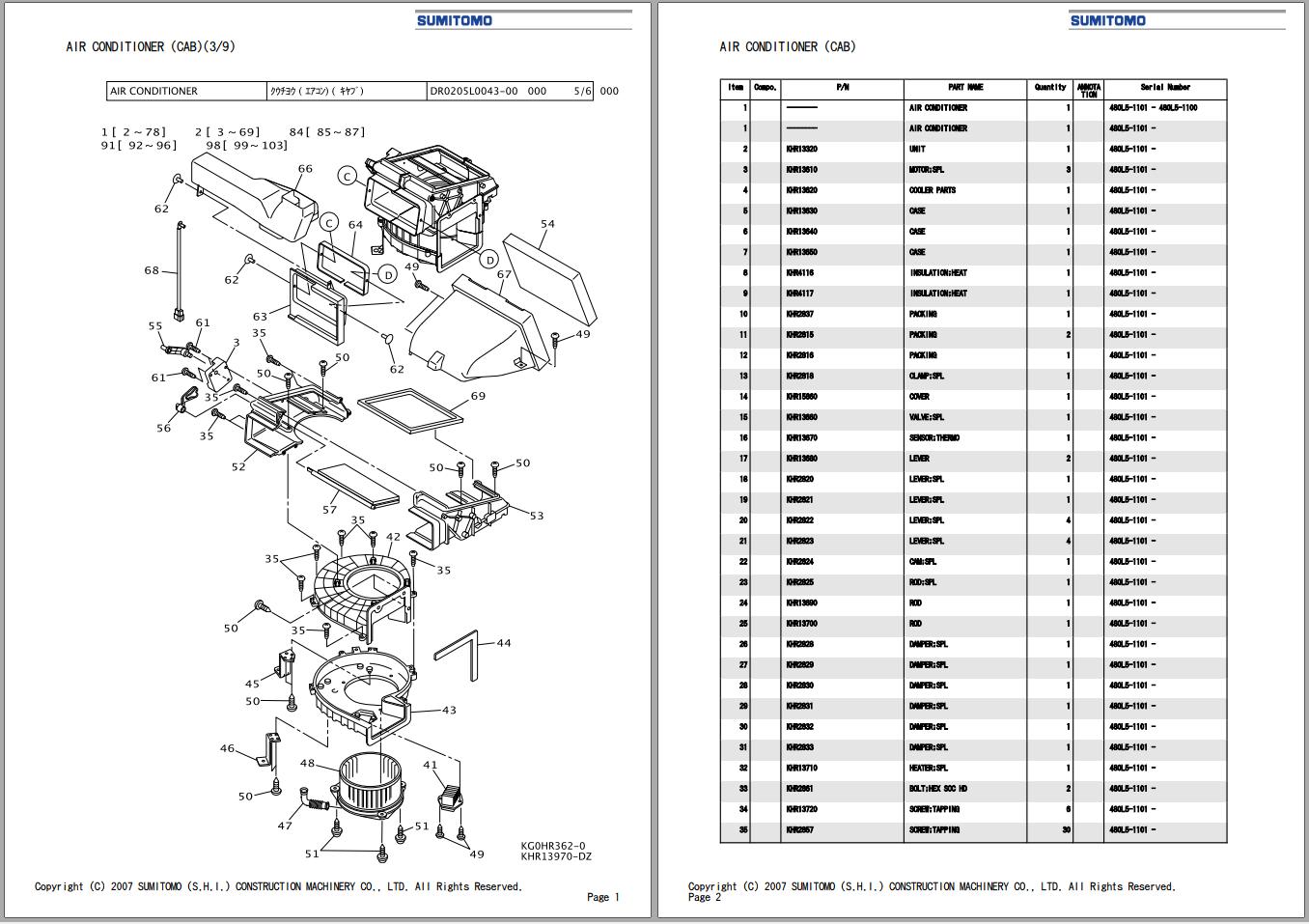 Sumitomo Excavator SH480LHD 5 Spare Parts Catalog 1