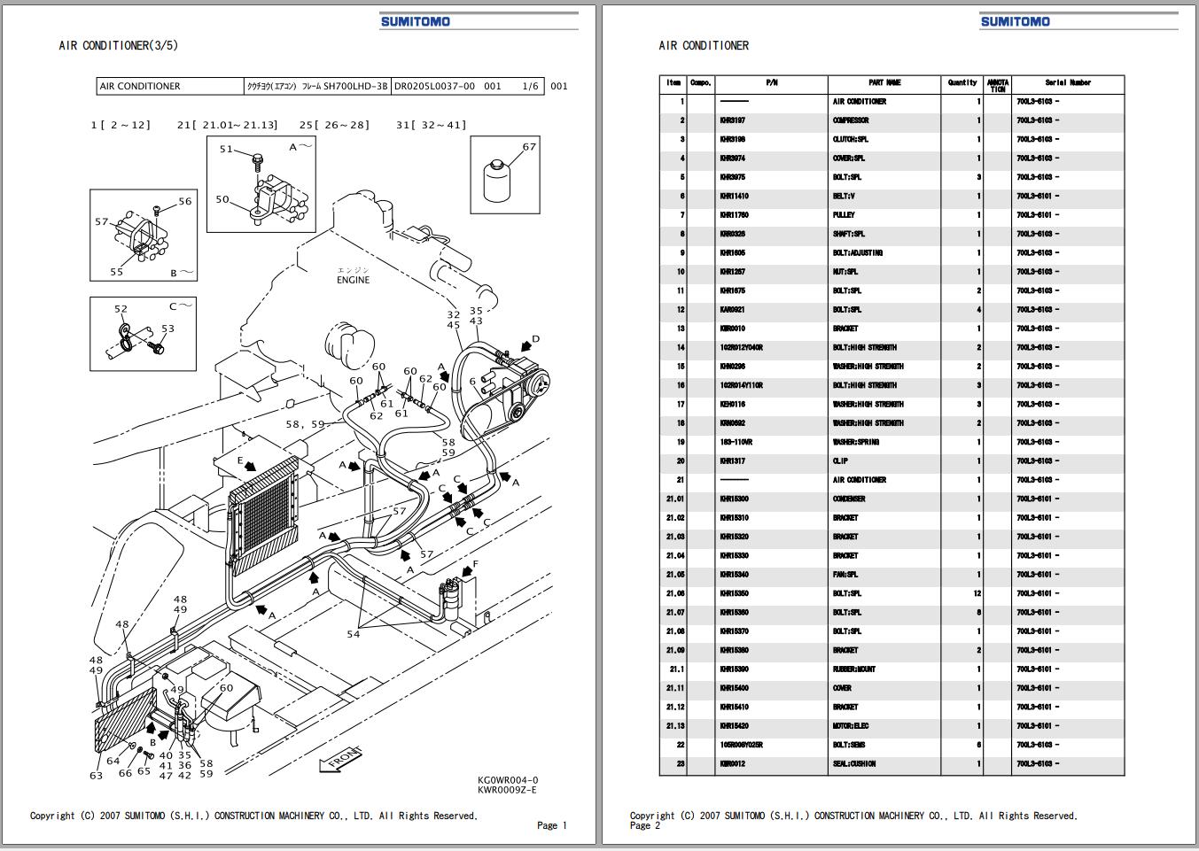 Sumitomo Excavator SH700LHD 3B Spare Parts Catalog 1