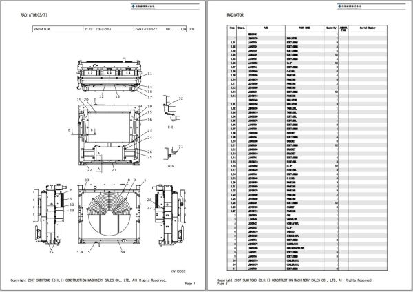 Sumitomo Excavator SH700LHD 5 Spare Parts Catalog 2