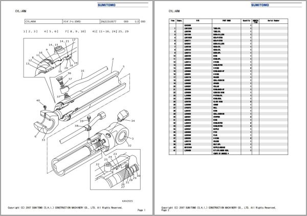 Sumitomo Excavator SH75X 3B BH Spare Parts Catalog 1