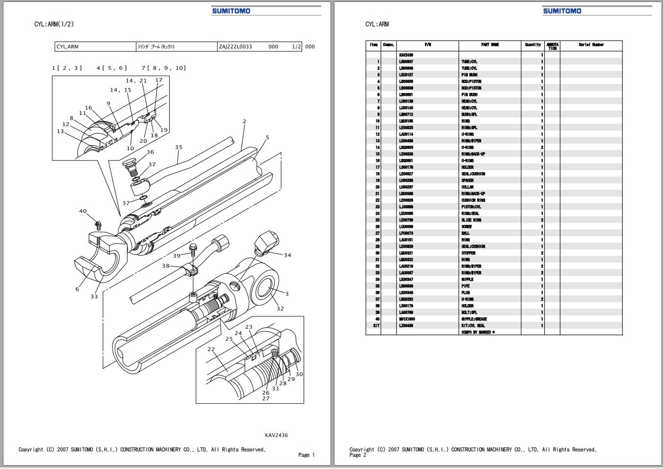Sumitomo Excavator SH80 3B Spare Parts Catalog 1