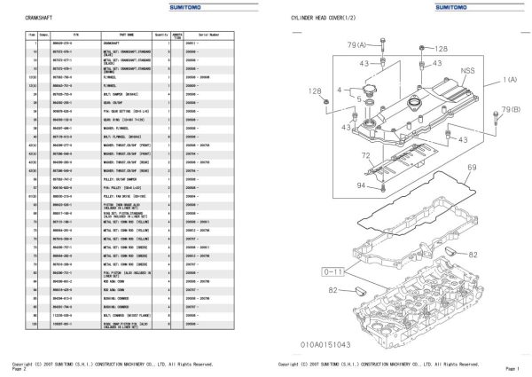 Sumitomo Isuzu 4HK1 XYSS01 Engine Spare Parts Catalog 2