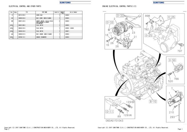 Sumitomo Isuzu 4HK1 XYSS02 Engine Spare Parts Catalog 1