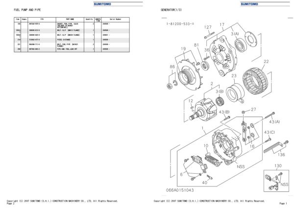 Sumitomo Isuzu 4HK1 XYSS03 Engine Spare Parts Catalog 1