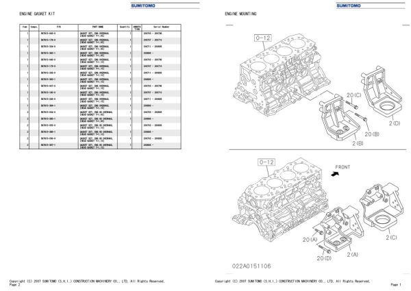 Sumitomo Isuzu 4JJ1 XYSS02 Engine Spare Parts Catalog 1