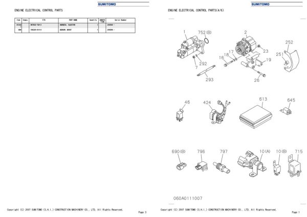 Sumitomo Isuzu 6HK1 XYSS01 Engine Spare Parts Catalog 1