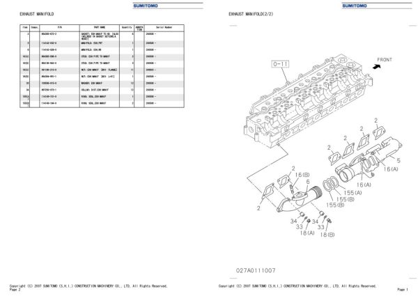 Sumitomo Isuzu 6HK1 XYSS02 Engine Spare Parts Catalog 2