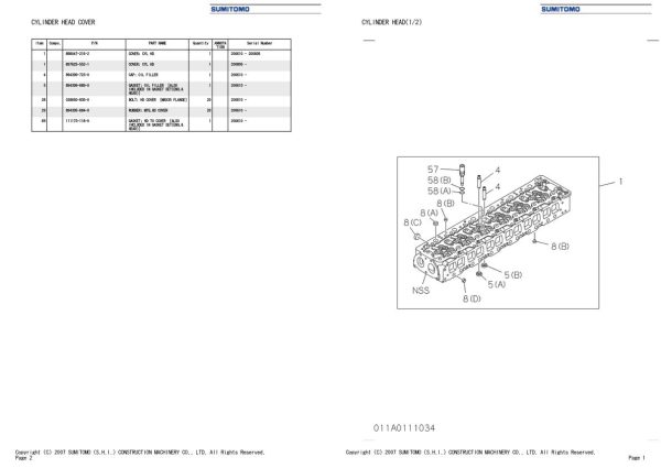 Sumitomo Isuzu 6UZ1 XYSS01 Engine Spare Parts Catalog 2