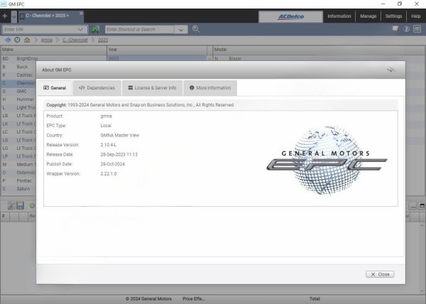 VMW General Motors GMNA EPC 11.2024 Spare Parts Catalogue VMWARE 1