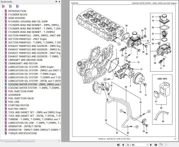 Yanmar 4TNV98 ZNMS 4TNV98 ZNMS2 4TNV98 ZNGT 4TNV98T ZNMS 4TNV98 ZNTBL 4TNV98T ZNTBL 4TNV98T ZXNMS and 4TNV98T ZXNMS2 Engine Parts Manual 917304