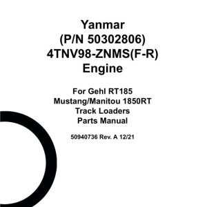 Yanmar Engine 4TNV98 ZNMSF R Parts Manual 50940736A