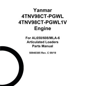 Yanmar Engine 4TNV98CT PGWL 4TNV98CT PGWL1V Parts Manual 50940385C