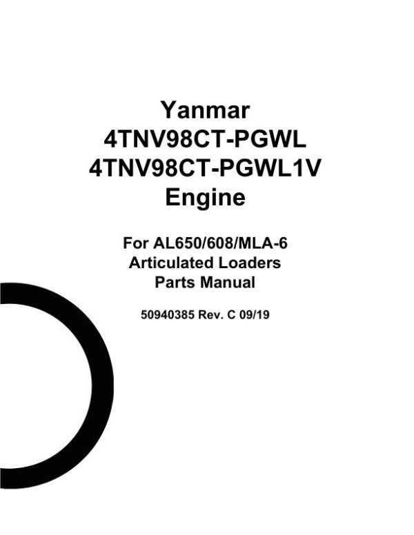Yanmar Engine 4TNV98CT PGWL 4TNV98CT PGWL1V Parts Manual 50940385C
