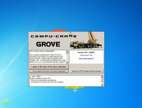 Grove Compu Crane CSPS V4.01.2047 Data Version 1.00 Program 1