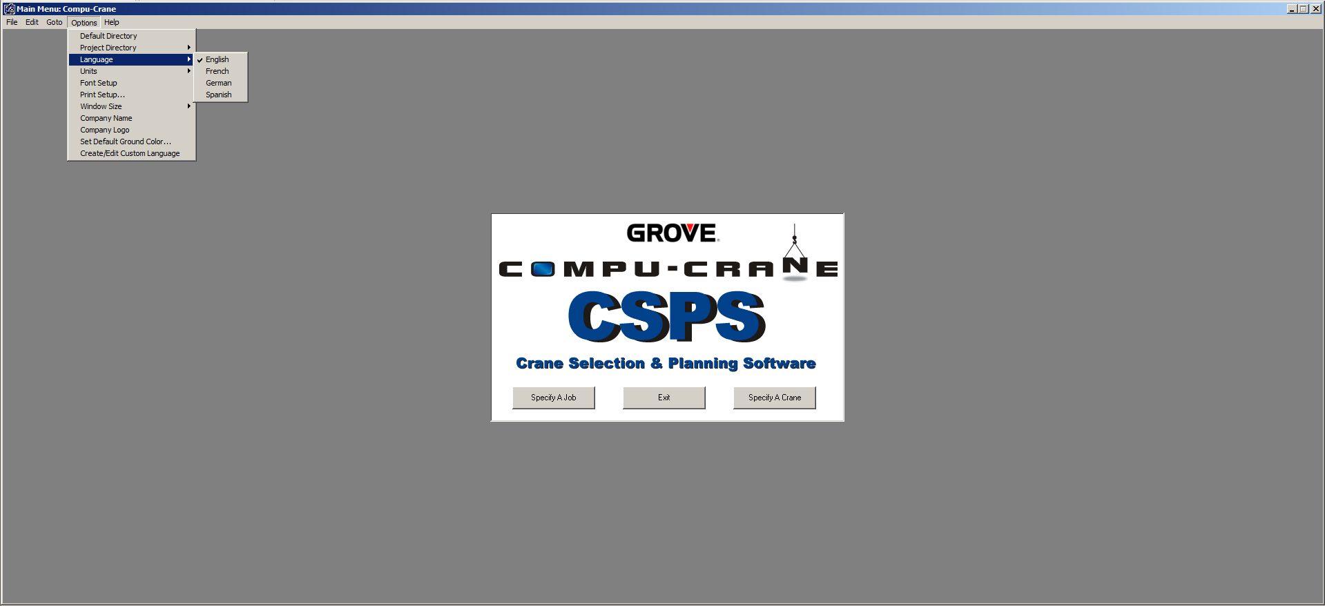 Grove Compu Crane CSPS V4.01.2047 Data Version 1.00 Program 4