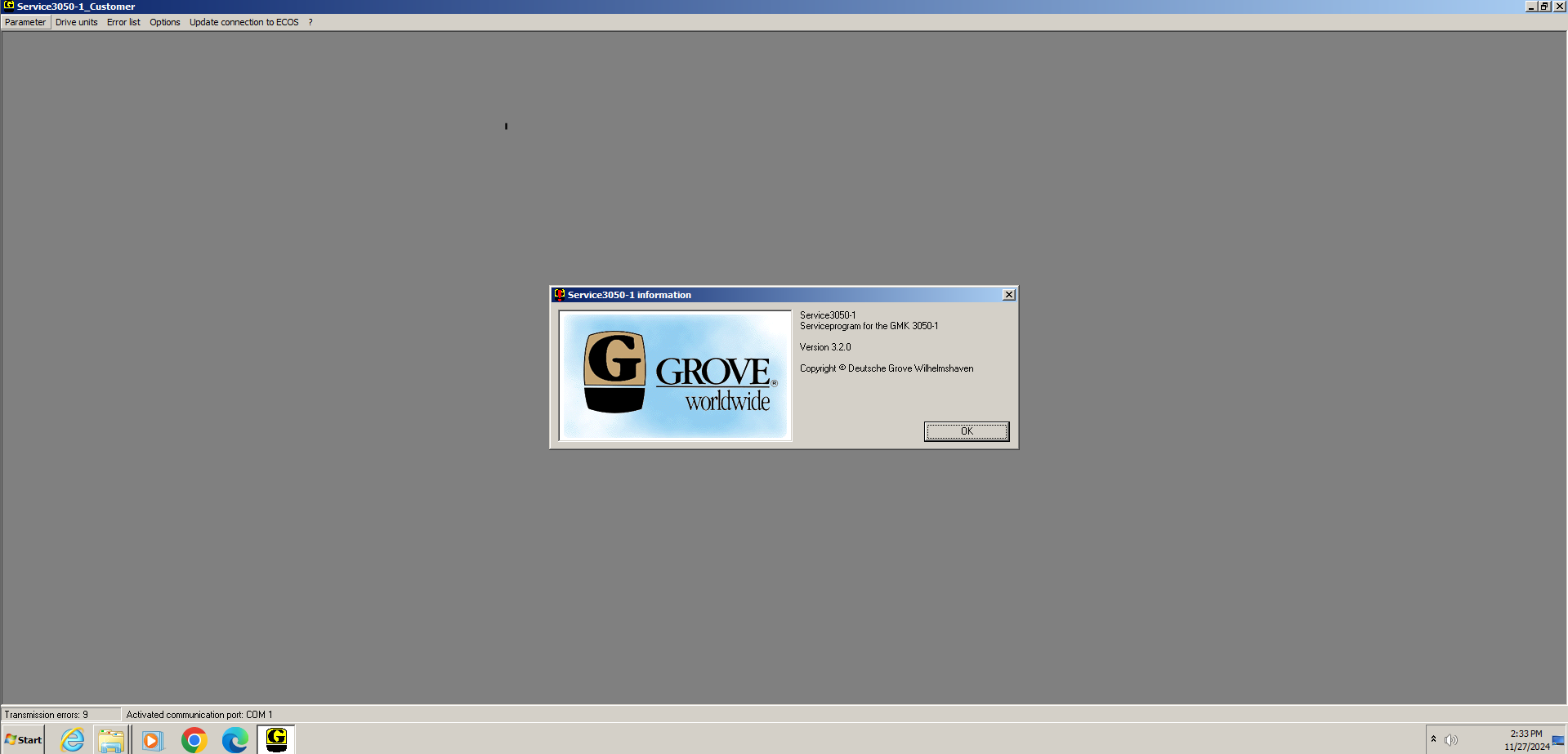 Grove Crane GMK3050 1 Verison 3.2.0 Customer Service Program