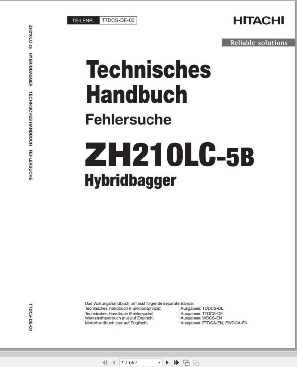 Hitachi Excavators Wheel Loader German PDF 2024 Technical Manual 1