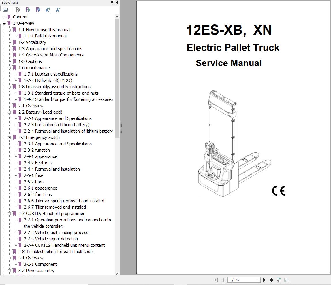 Hyundai Electric Pallet Truck 12ES XB 12ES XN Service Manual