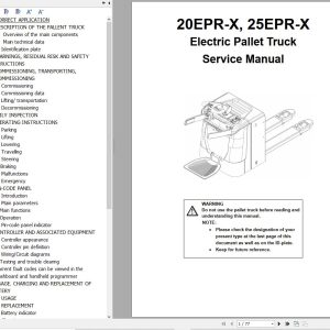 Hyundai Electric Pallet Truck 20EPR X 25EPR X Service Manual