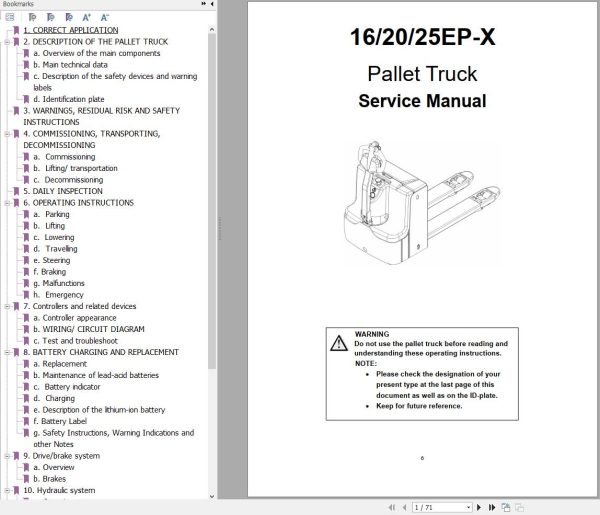 Hyundai Pallet Truck 16EP X 20EP X 25EP X Service Manual
