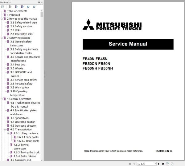 Mitsubishi Forklift MCFA 06.2024 Diagrams and Operation Service Manual 2