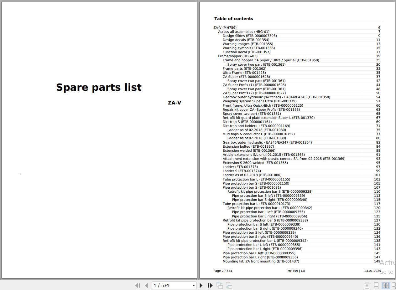 Amazone Agricultural Groundcare PDF 2025 Spare Parts Catalog