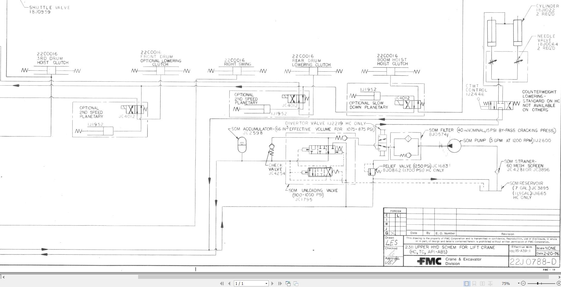 Link Belt Crane HC 238B Hydraulic and Electrical Diagrams