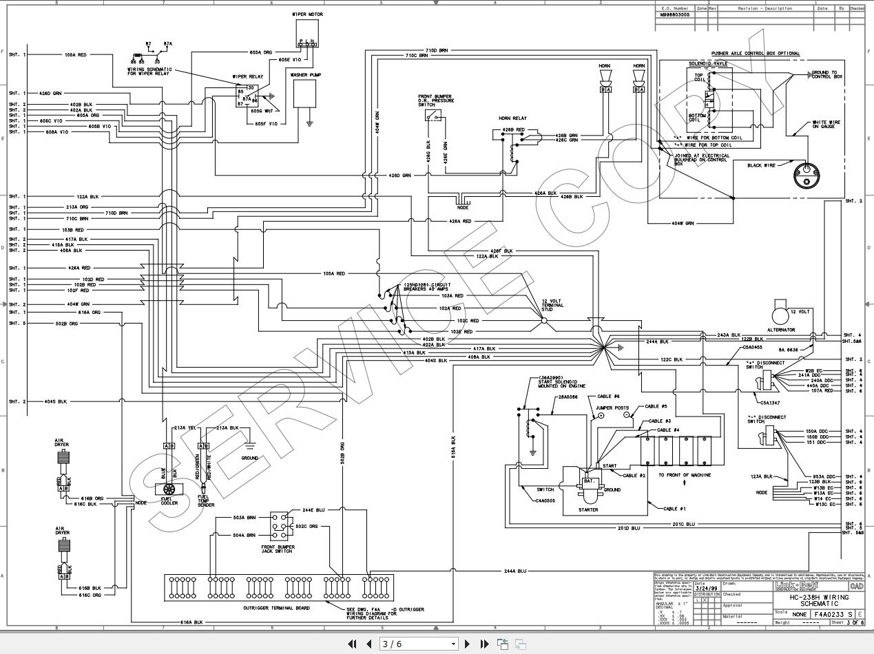 Link Belt Crane HC 238H Hydraulic and Electrical Diagrams