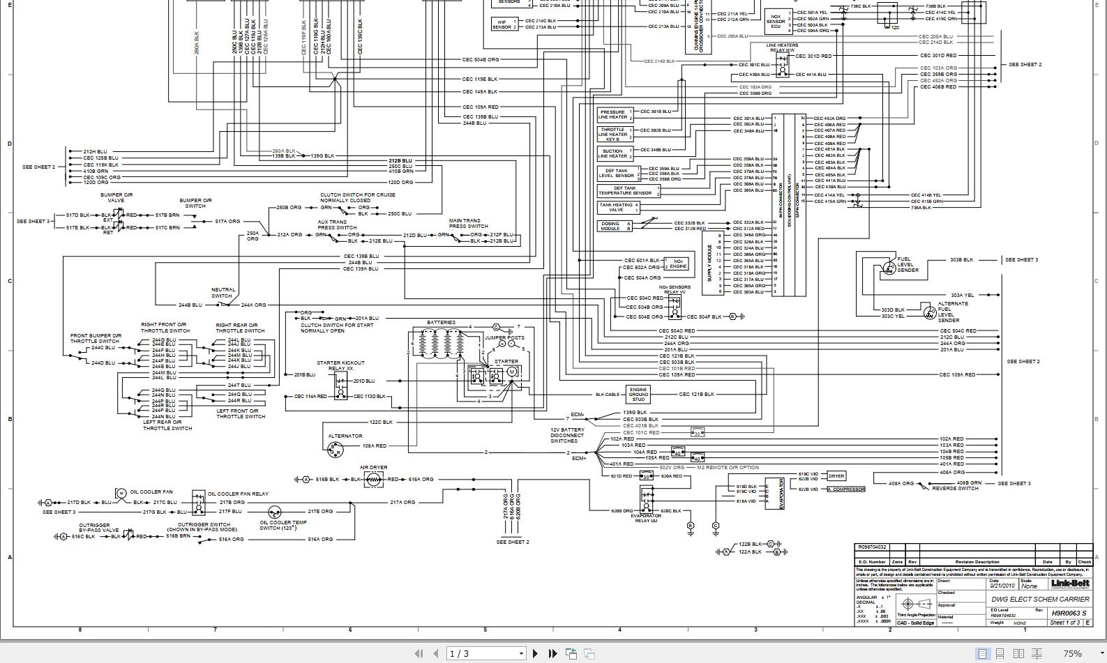 Link Belt Crane HC 238H II Electrical and Hydraulic Diagrams