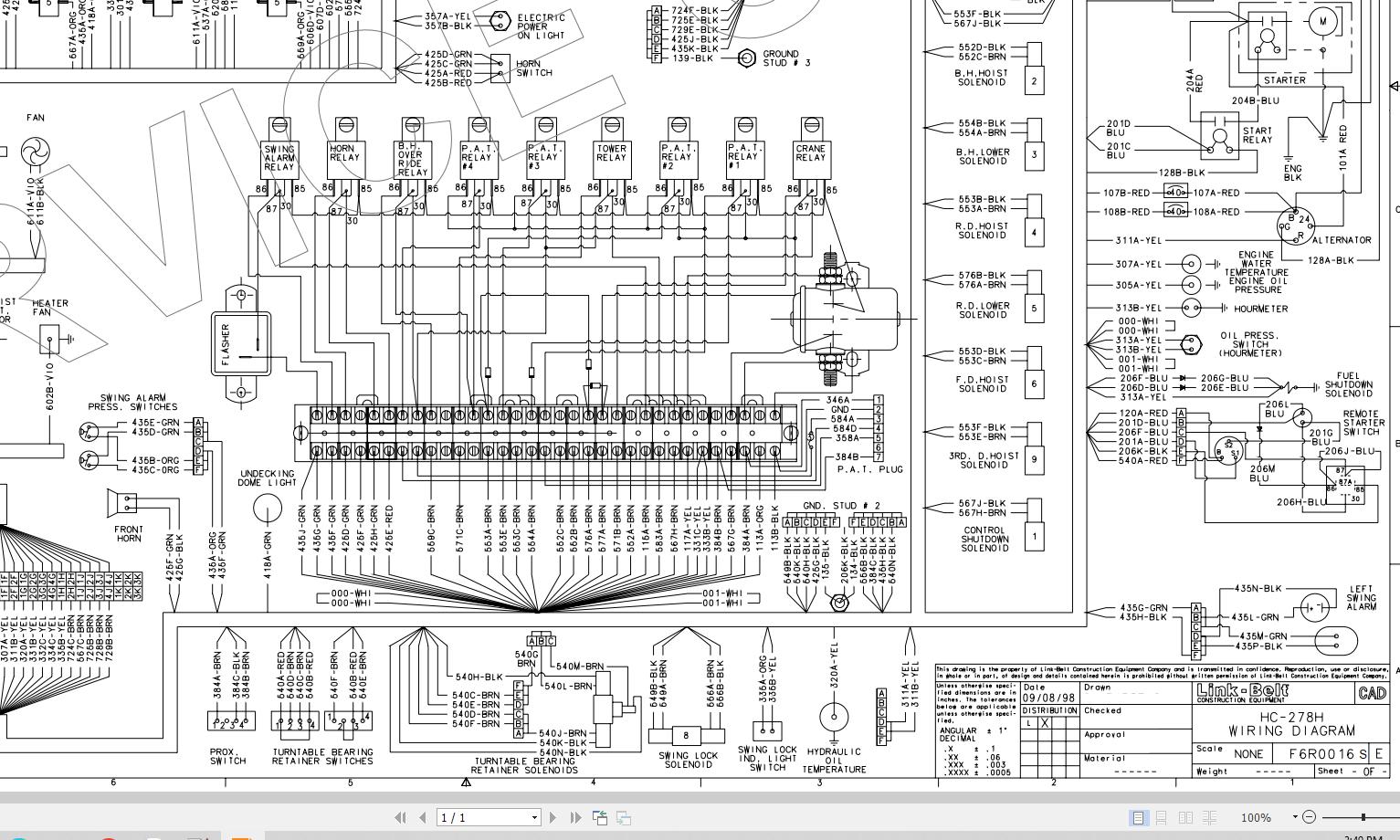 Link Belt Crane HC 278H Hydraulic and Electrical Diagrams