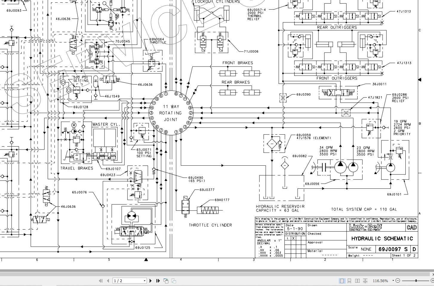 Link Belt Crane HSP 8018C Electrical and Hydraulic Diagrams