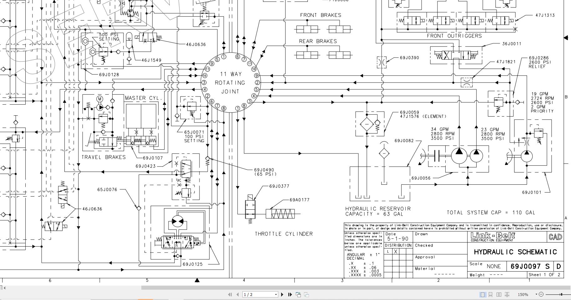 Link Belt Crane HSP 8020C Hydraulic and Electrical Diagrams