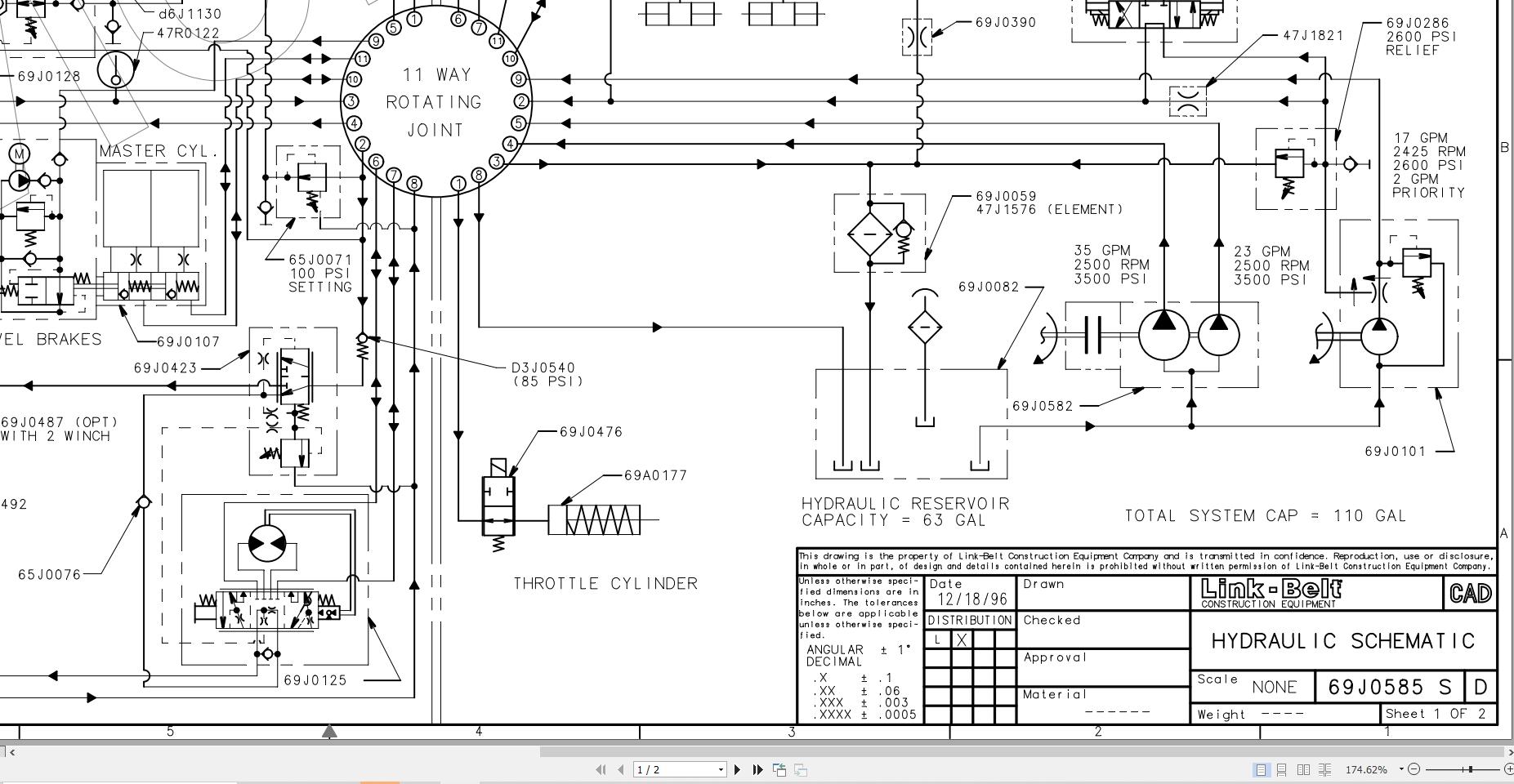 Link Belt Crane HSP 8022C Electrical and Hydraulic Diagrams