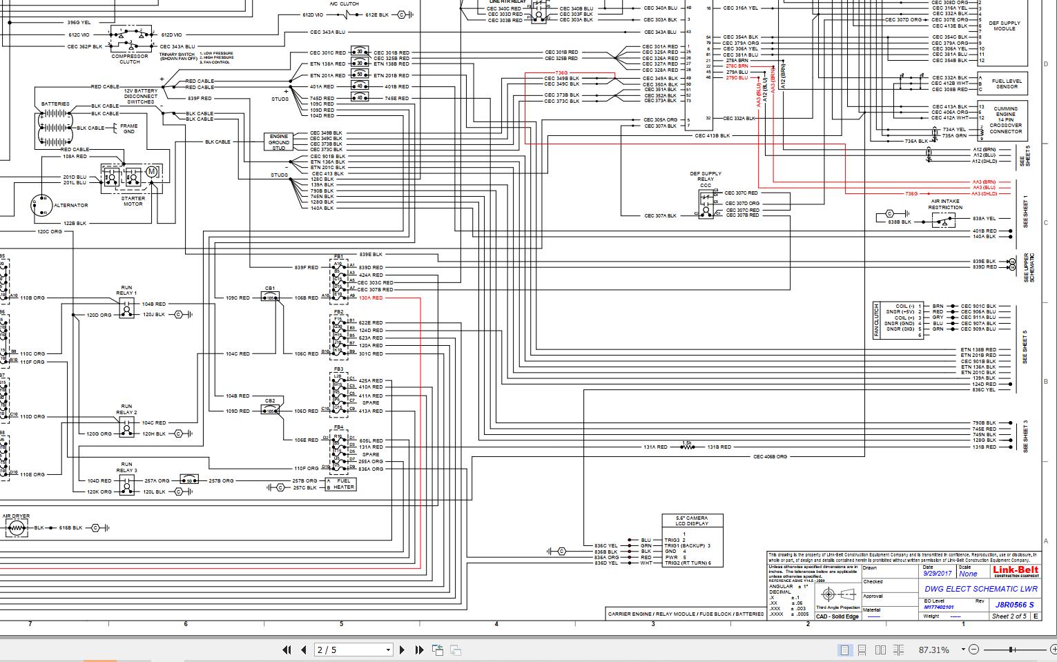 Link Belt Crane HTC 3140LB Hydraulic and Electrical Diagrams