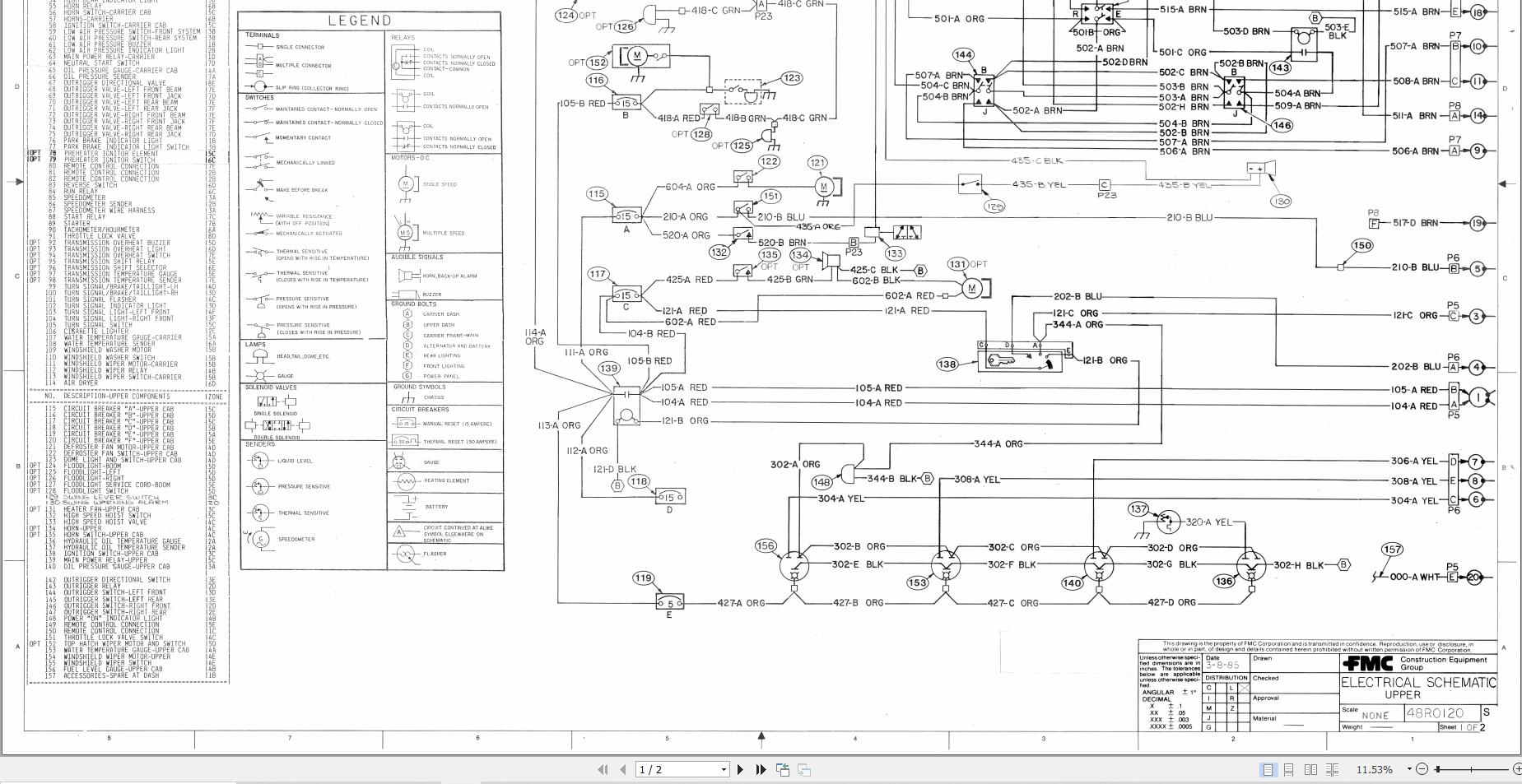 Link Belt Crane HTC 822S Hydraulic and Electrical Diagrams
