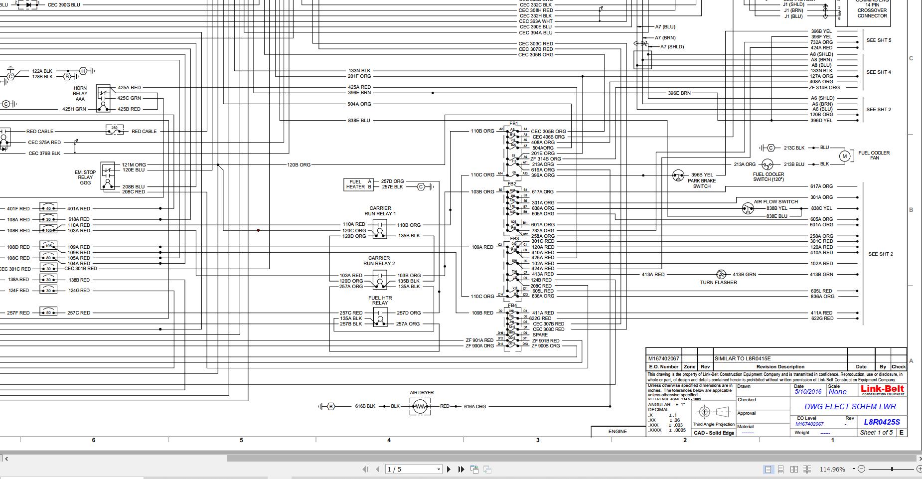 Link Belt Crane HTC 8640XL II Hydraulic and Electrical Diagrams