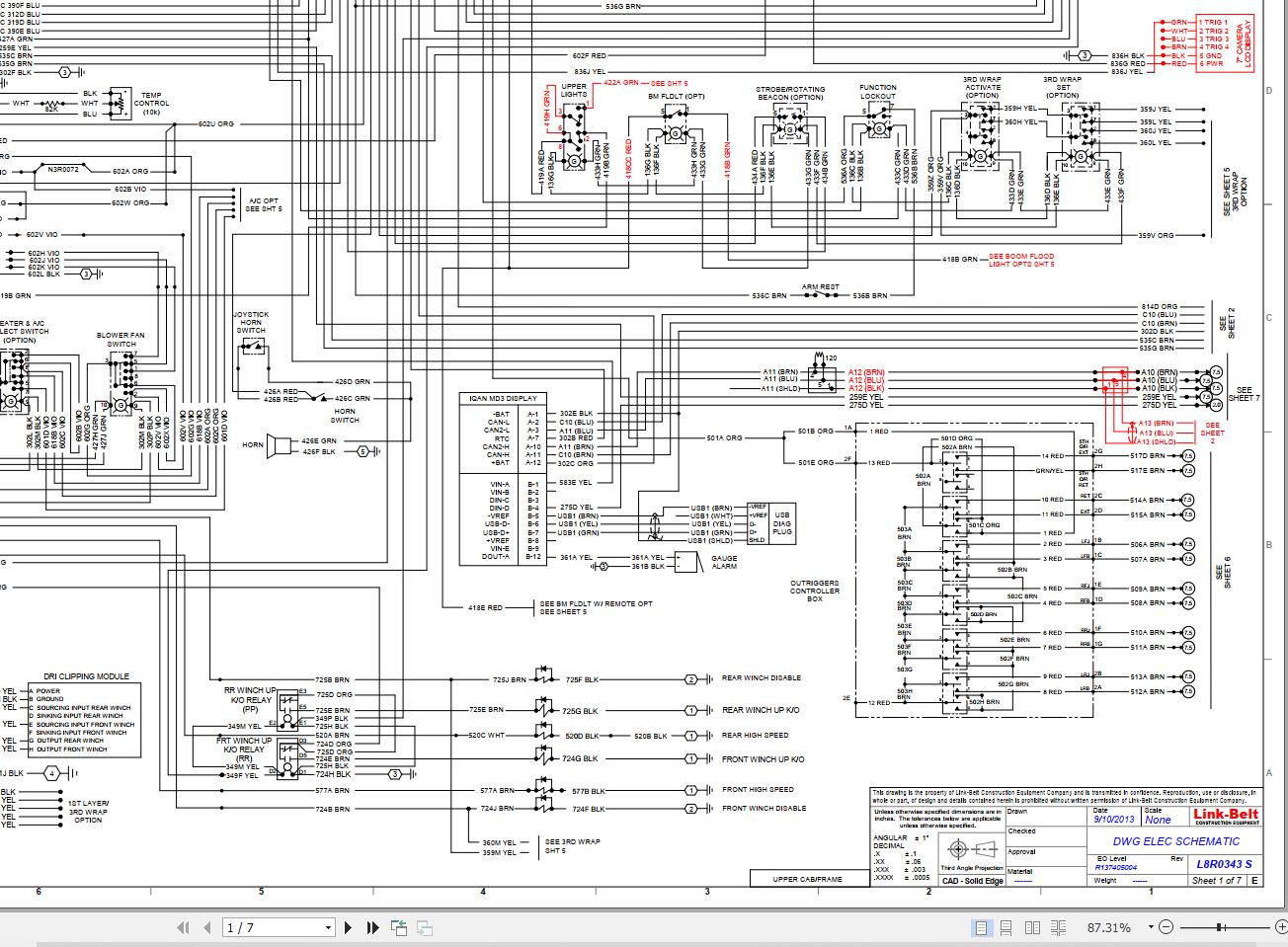 Link Belt Crane HTC 8645 II Electrical and Hydraulic Diagrams