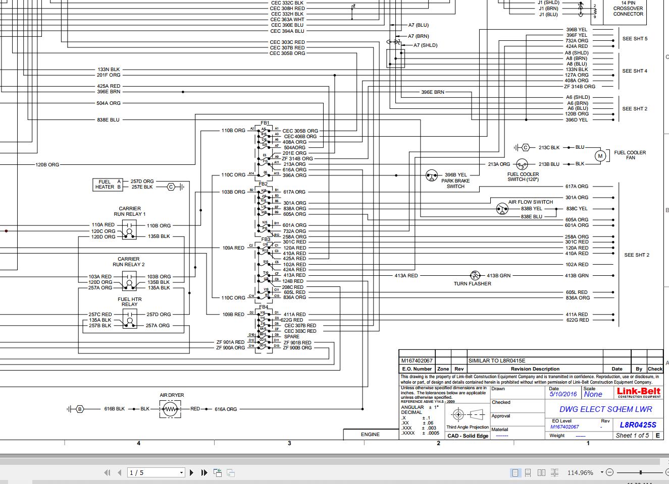 Link Belt Crane HTC 8650 II Electrical and Hydraulic Diagrams
