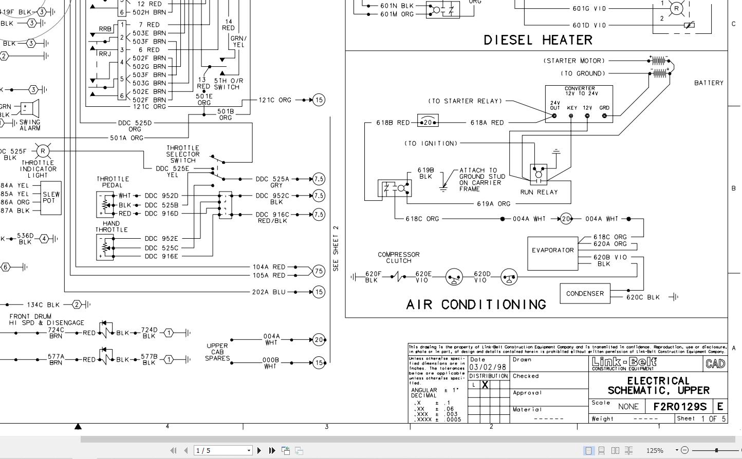 Link Belt Crane HTC 8650XXL Electrical and Hydraulic Diagrams