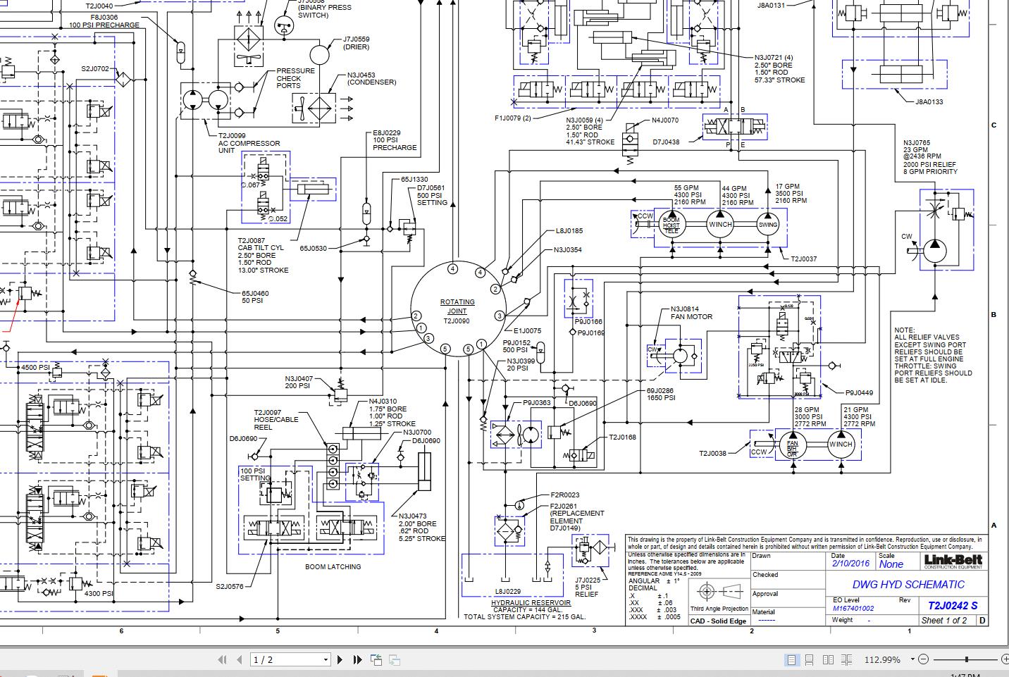 Link Belt Crane HTC 8690LB Electrical and Hydraulic Diagrams
