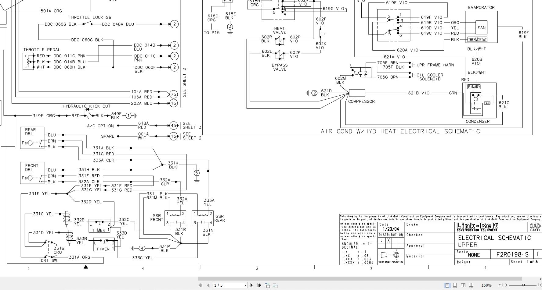 Link Belt Crane HTT 8650XXLB Electrical and Hydraulic Diagrams
